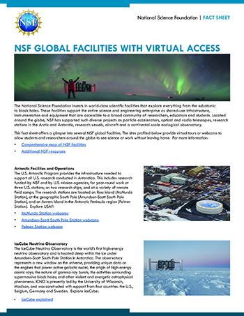 NSF Global Facilities with Virtual Access cover page