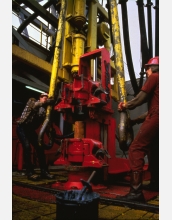 Drill onboard ocean drillship obtains geologic samples from the deep seafloor to learn Earth's past