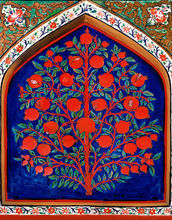 A 17th-century painting of the tree of life in the Palace of Shaki Khans in Azerbaijan.