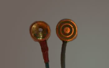 tripolar ring electrode and conventional electrode, side by side