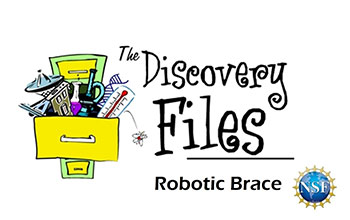 Cabinet file full of objects with text The Discover Files - Robotic brace
