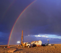 rainbow over an NSF-funded geologic research drilling site in Wyoming's Bighorn Basin.