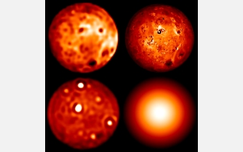 Images of Io, one of Jupiter's moons, captured by the Keck Telescope