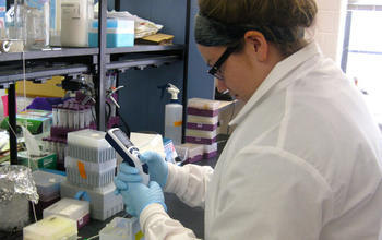 Researcher Amanda Garbers of Indiana University Bloomington in a lab