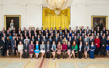 Photo of President Barack Obama and PECASE awardees in the White House