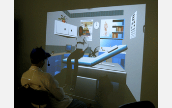 A medical student speaks with a virtual patient