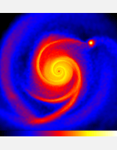 Image taken from a computer simulation of the star, HL Tau, and its surrounding disk of gas & rock