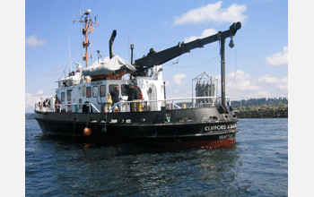 The R/V <em>Clifford A. Barnes</em> during a research cruise to Edmonds, Wash.
