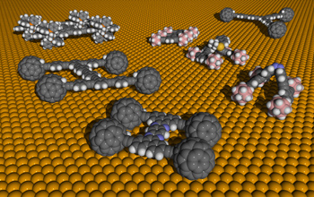 Representation of single-molecule nanocars on a flat metallic surface