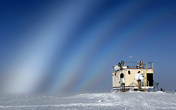 A series of fog bows over NSF's mobile science facility (MSF) at Summit Station, Greenland