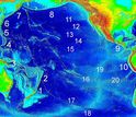 Map showing major Pacific Ocean trenches and fracture zones