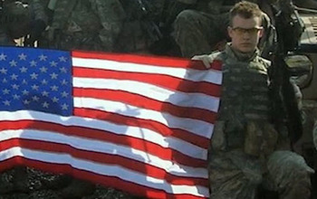 American flag and soldier