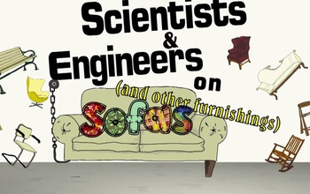 graphic showing a sofa and ifferent chairs and text scientists on sofas and other furnishings