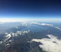 Clouds and haze in an aerial photo of Lake Tahoe on the California-Nevada border.