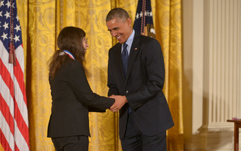 President Obama presents the National Medal of Science to awardee May Berenbaum