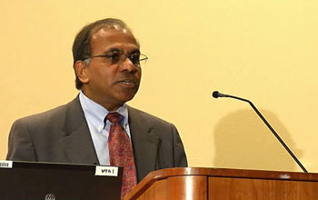 NSF Director Subra Suresh delivering a lecture at the 2011 AAAS Annual Meeting.