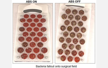 Petri dishes showing how bacterial colonies are reduced by the Air Barrier System.