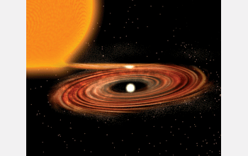An artist's conception of the accretion disk in the binary star system WZ Sge.