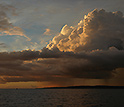 Photo of the sunset over the Rio Solimoes in the Amazon.