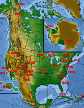 Map of North America showing NSF's Long-Term Ecological Research Network.
