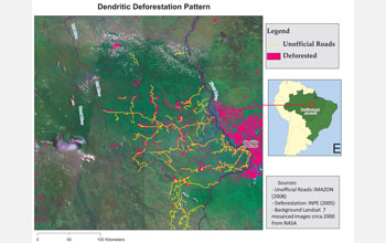 Map illustrating forest fragmentation.