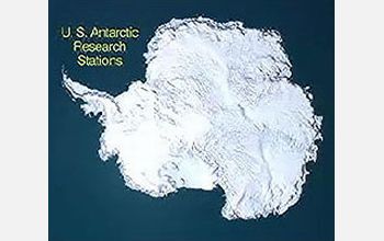 Map of Antarctica and U.S. Research Stations in text