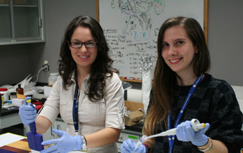 Photo of Dina Georgas (left) and Stephanie Zaleski (right), Metropolitan Museum of Art interns.