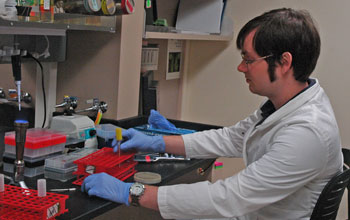 Alistair Russell, NSF Graduate Research Fellow in the laboratory of Joseph Mougous.