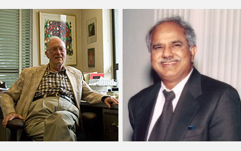 Charles Townes (left) and Raj Reddy received NSB Vannevar Bush Award.