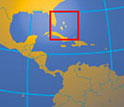 Map of the Western Hemisphere showing th location of the Bahamas.