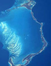 Aerial photo of Eleuthera in the Bahamas.