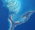 Aerial photo of Eleuthera in the Bahamas.