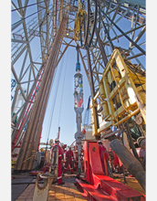 Photo of one of the CORKs on the rig floor of the JOIDES Resolution, ready to be deployed.