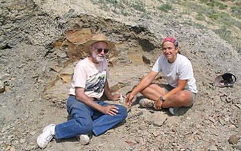Photo of John and Ellen Currano in the quarry during the summer 2007 field season