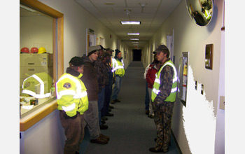 Photo of members of the Bartow-Frank-Durbin rescue squad in the NRAO's Jansky Lab in Green Bank.