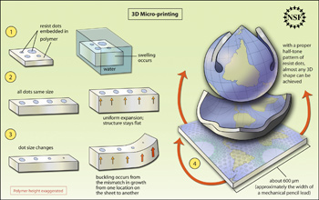 Image illustrating how a two-dimensional sheet can bend into a three-dimensional shape.