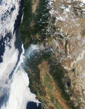 satellite image of California's coast and mountains