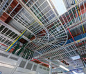 Photo of multiple data cables in the ceiling
