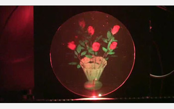 Holographic representation of a vase showing different colors.