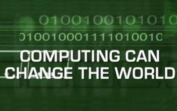Illsutration containing the text Computing can change the world