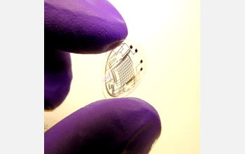 A completed contact lense developed by engineers and safely worn by rabbits in lab tests
