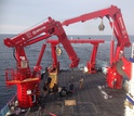 R/V <em>Sikuliaq</em> crew tests science handling systems on Lake Michigan.