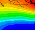 Graph showing genesis, circles, and tracks, solid lines, of pre-monsoon tropical cyclones.