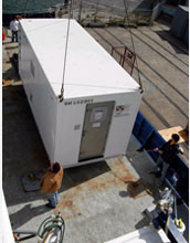 Photo of 20-foot cargo container that houses the trace-metals laboratory