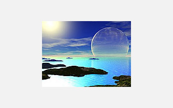 Illustration of ocean and islands in early Earth.