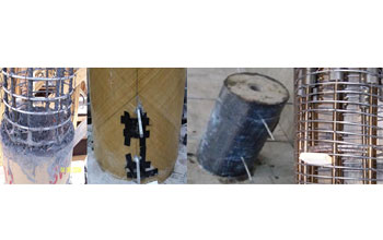 Samples of cement-polyvinyl fiber mixture; fiberglass column; carbon fiber column; nickel titanium