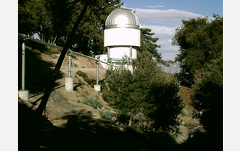 Photo of a telescope scene, part of the CHARA array on Mount Wilson, California, November 2009.