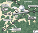 Schematic of the layout of the CHARA Array on the grounds of the Mount Wilson Observatory.