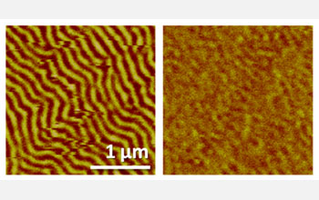 Images of a magnetic field turned on, left, and off, right.