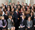 Photo of President Obama with math and science teachers recognized in annual awards program.